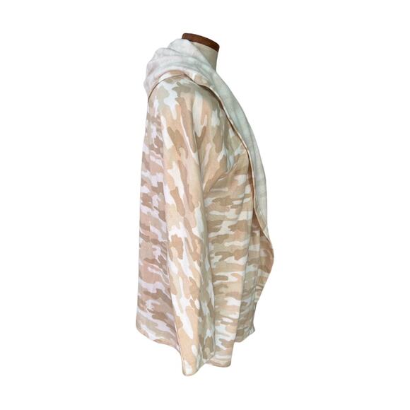 Lucky Brand Knit Cloud Cardigan Cream Camo Print White Tan M - Picture 3 of 6